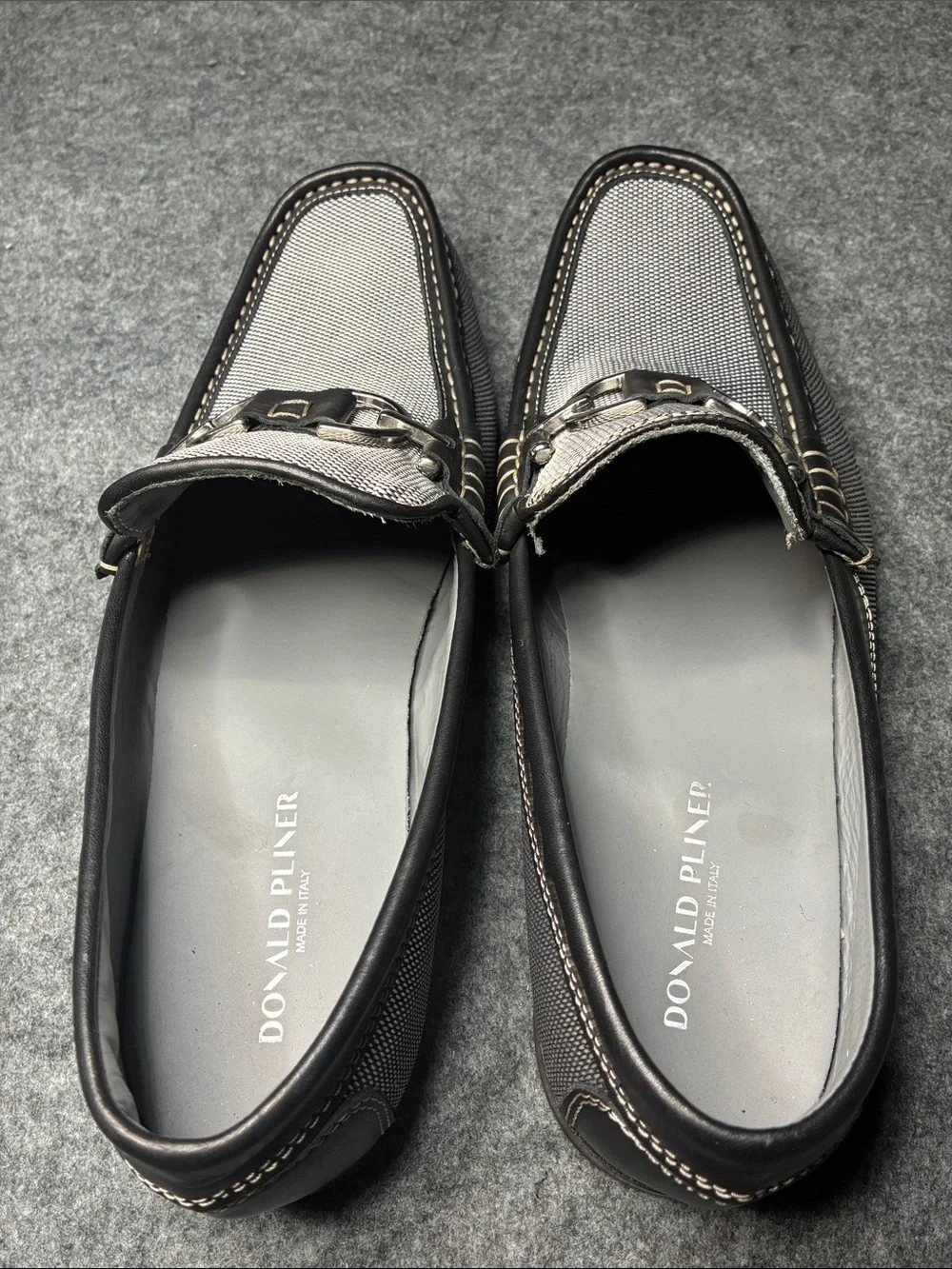 Donald J. Pliner Men’s Black and Gray Textured Slip-On Loafers